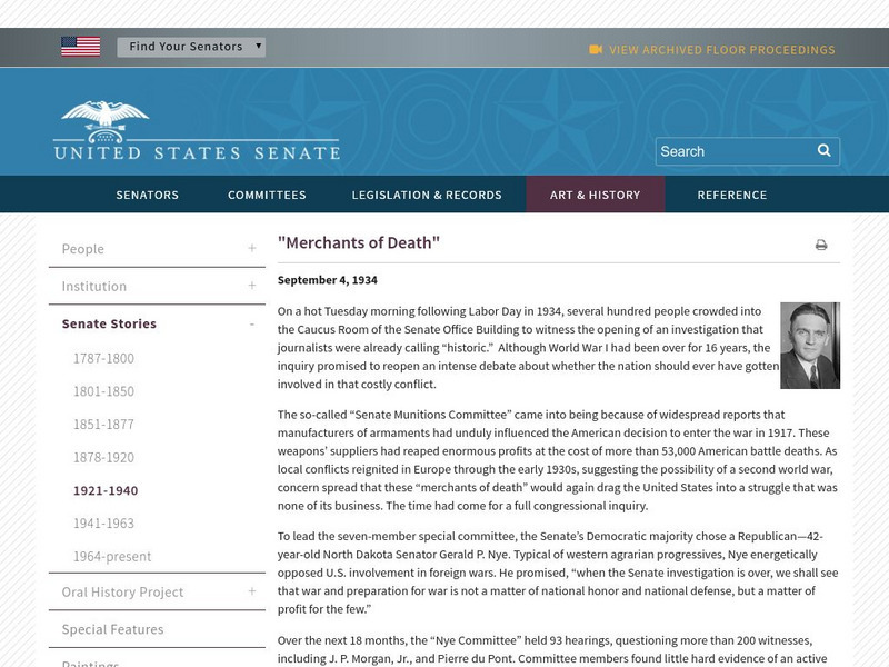 Historical Minutes: Merchants of Death Article