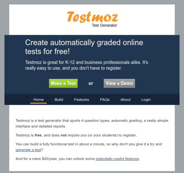 Testmoz: The Test Generator Website Testmoz: The Test Generator Website
