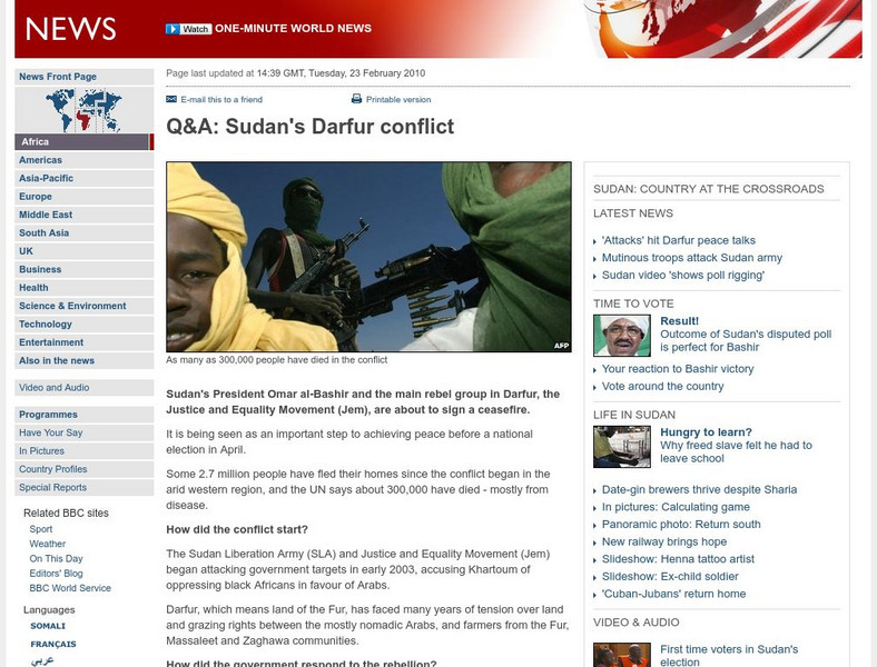 Bbc News: Q&a: Sudan's Darfur Conflict Website Bbc News: Q&a: Sudan's Darfur Conflict Website