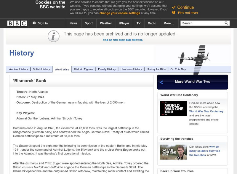 Bbc: History: Bismarck Sunk Handout