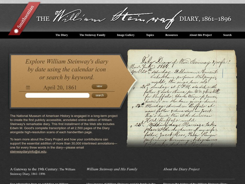 National Museum of American History: William Steinway's Diary Unit Plan National Museum of American History: William Steinway's Diary Unit Plan