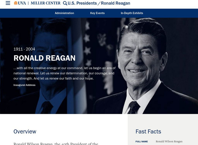 Miller Center at Uva: u.s. Presidents: Ronald Wilson Reagan Website Miller Center at Uva: u.s. Presidents: Ronald Wilson Reagan Website