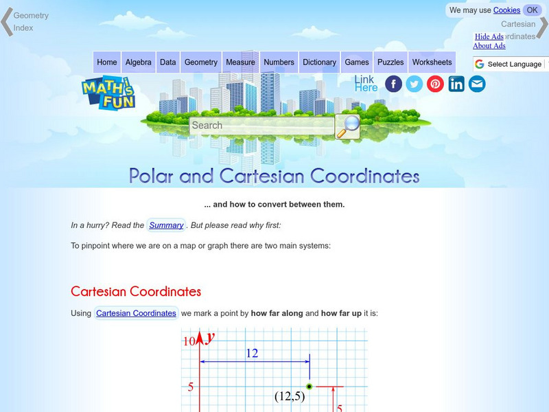Math Is Fun: Polar and Cartesian Coordinates Graphic Math Is Fun: Polar and Cartesian Coordinates Graphic