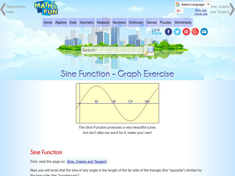 Math Is Fun: Sine Function: Graph Exercise Activity Math Is Fun: Sine Function: Graph Exercise Activity
