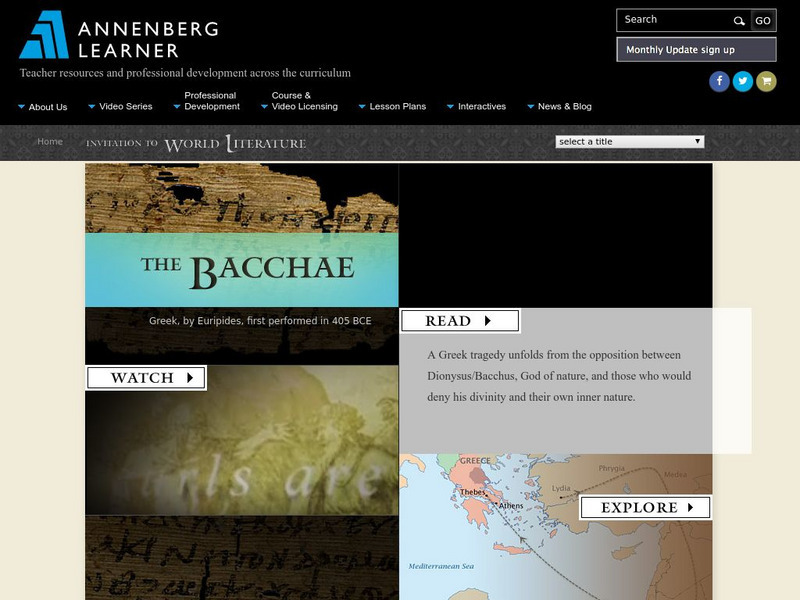 Annenberg Learner: Invitation to World Literature: Euripides: The Bacchae Lesson Plan Annenberg Learner: Invitation to World Literature: Euripides: The Bacchae Lesson Plan