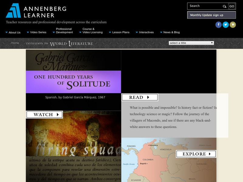 Annenberg Learner: Invitation to World Literature: One Hundred Years of Solitude Unit Plan Annenberg Learner: Invitation to World Literature: One Hundred Years of Solitude Unit Plan