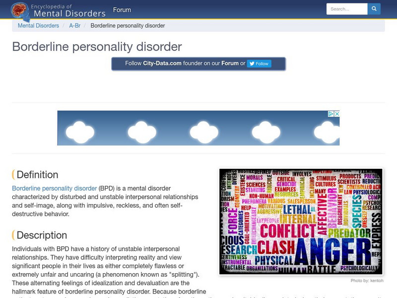 Encyclopedia of Mental Disorders: Borderline Personality Disorder Handout Encyclopedia of Mental Disorders: Borderline Personality Disorder Handout