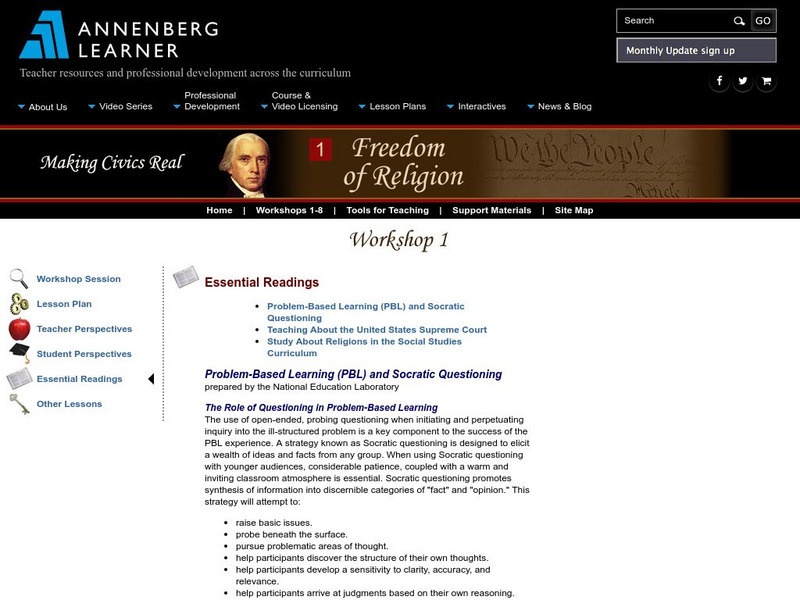 Annenberg Learner: Problem Based Learning (Pbl) and Socratic Questioning Professional Doc Annenberg Learner: Problem Based Learning (Pbl) and Socratic Questioning Professional Doc