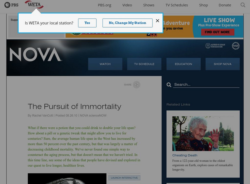 Pbs: Nova: Timeline: The Pursuit of Immortality Interactive Pbs: Nova: Timeline: The Pursuit of Immortality Interactive