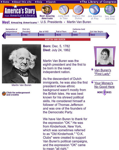 Loc: America's Story: Martin Van Buren Handout Loc: America's Story: Martin Van Buren Handout