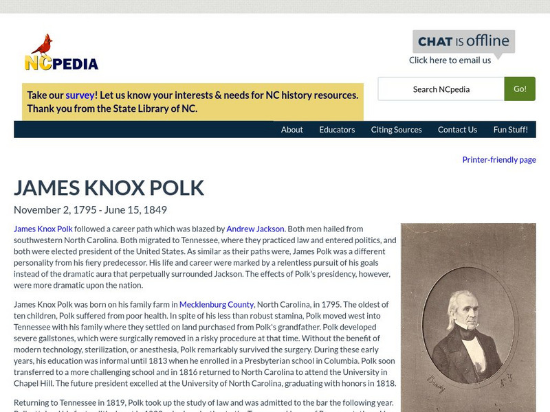 N Cpedia: James K. Polk Handout N Cpedia: James K. Polk Handout