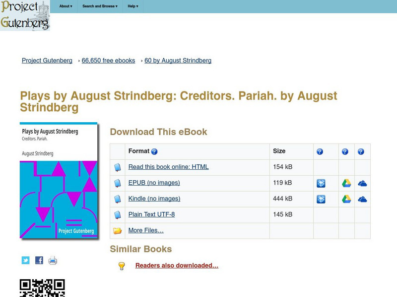 Project Gutenberg: Creditors and Pariah: Two Plays by August Strindberg eBook
