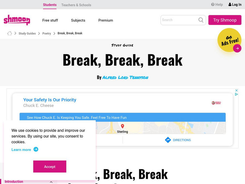 Shmoop: Alfred, Lord Tennyson: "Break, Break, Break" Activity Shmoop: Alfred, Lord Tennyson: "Break, Break, Break" Activity