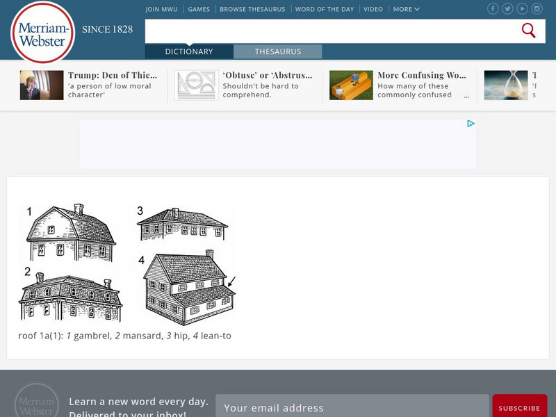 Merriam Webster: Dictionary Illustration: Types of Roofs Handout Merriam Webster: Dictionary Illustration: Types of Roofs Handout