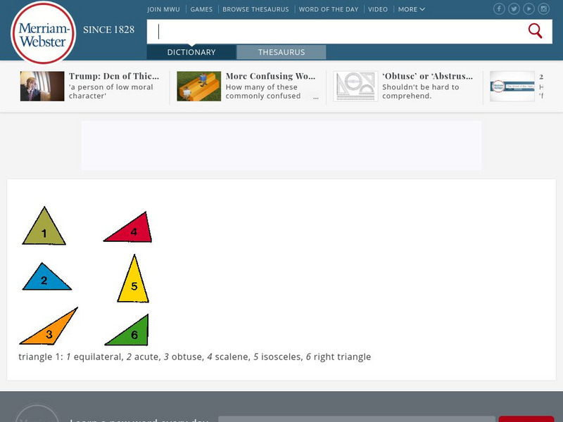 Merriam Webster: Dictionary Illustration: Types of Triangles Handout Merriam Webster: Dictionary Illustration: Types of Triangles Handout