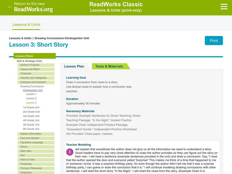 Read Works: Lessons: Lesson 3: Short Story Lesson Plan Read Works: Lessons: Lesson 3: Short Story Lesson Plan