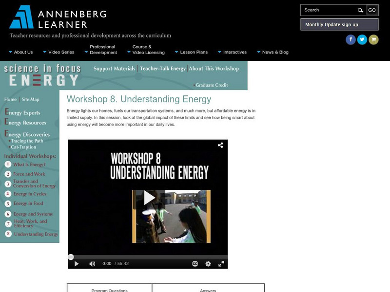 Annenberg Learner: Science in Focus: Energy: Understanding Energy Instructional Video Annenberg Learner: Science in Focus: Energy: Understanding Energy Instructional Video
