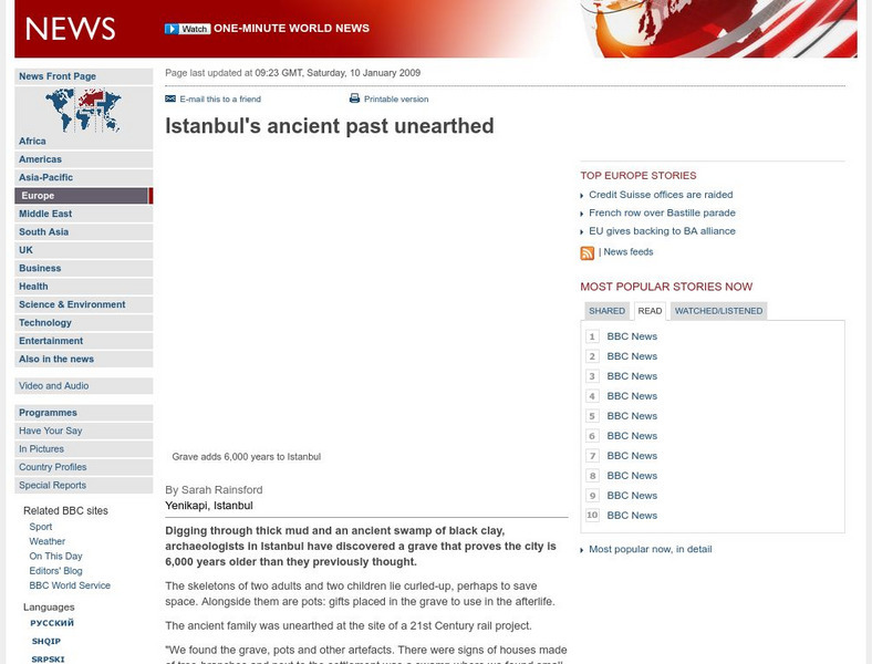 Bbc: Istanbul's Ancient Past Unearthed Handout Bbc: Istanbul's Ancient Past Unearthed Handout