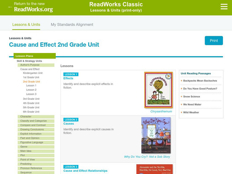 Read Works: Grade 2: Three Lesson Unit: Cause and Effect Lesson Plan Read Works: Grade 2: Three Lesson Unit: Cause and Effect Lesson Plan