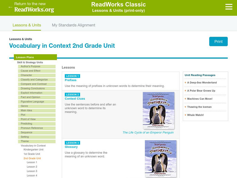 Read Works: Grade 2: Four Lesson Unit: Vocabulary in Context Lesson Plan Read Works: Grade 2: Four Lesson Unit: Vocabulary in Context Lesson Plan