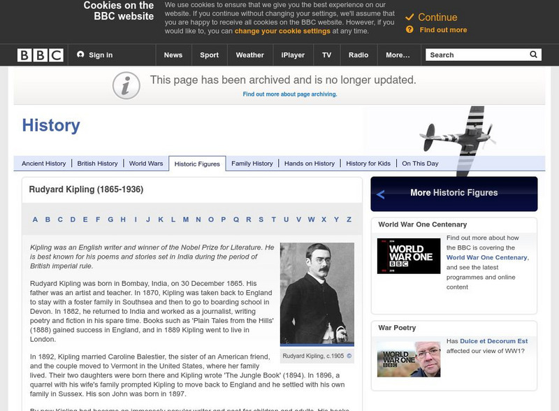 Bbc History: Historic Figures: Rudyard Kipling (1865 1936) Website Bbc History: Historic Figures: Rudyard Kipling (1865 1936) Website