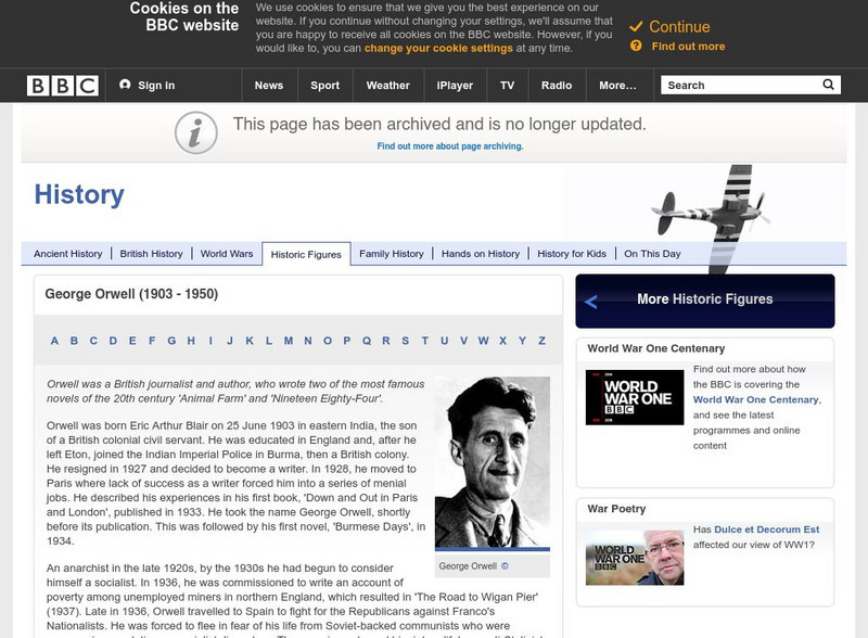 Bbc History: Historic Figures: George Orwell (1903 50) Website Bbc History: Historic Figures: George Orwell (1903 50) Website