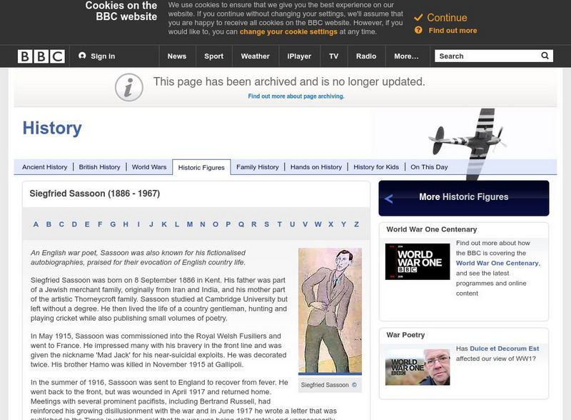 Bbc History: Historic Figures: Siegfried Sassoon (1886 1967) Handout