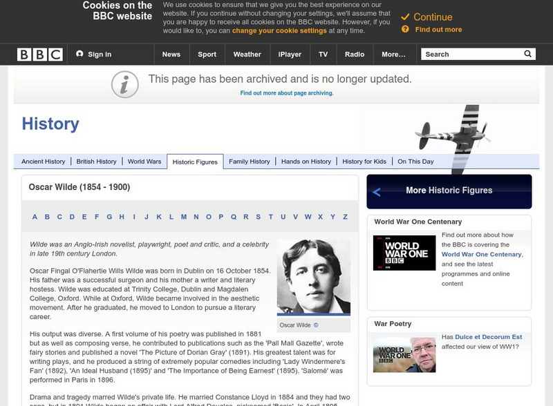 Bbc History: Historic Figures: Oscar Wilde (1854 1900) Website Bbc History: Historic Figures: Oscar Wilde (1854 1900) Website
