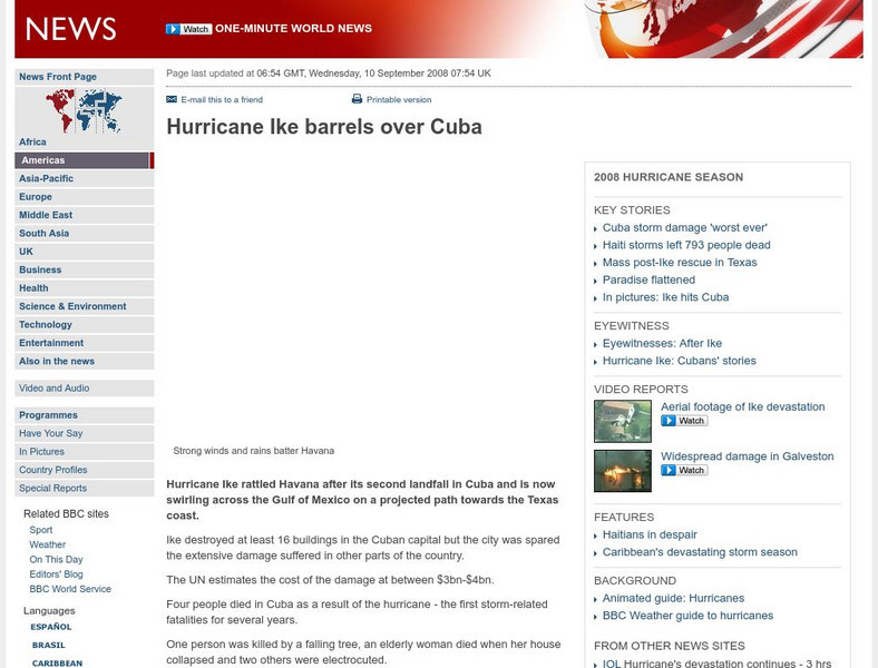 Bbc: Hurricane Ike Barrels Over Cuba Handout Bbc: Hurricane Ike Barrels Over Cuba Handout