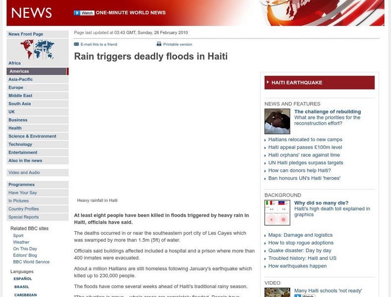 Bbc: Rain Triggers Deadly Floods in Haiti Website Bbc: Rain Triggers Deadly Floods in Haiti Website