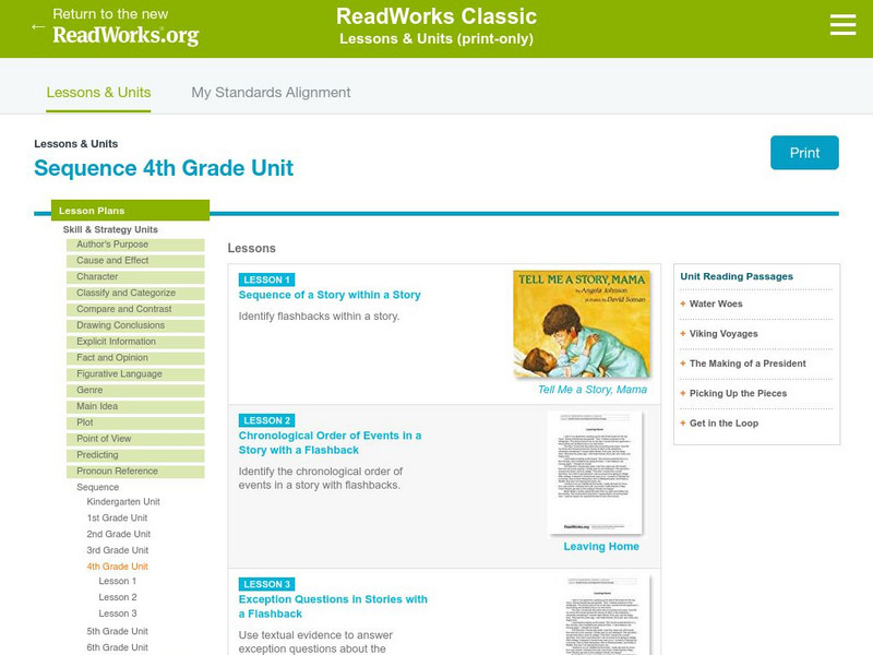 Read Works: Fourth Grade: Three Lesson Unit: Sequence Lesson Plan Read Works: Fourth Grade: Three Lesson Unit: Sequence Lesson Plan