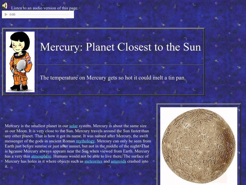 Nasa Star Child: Mercury Website Nasa Star Child: Mercury Website