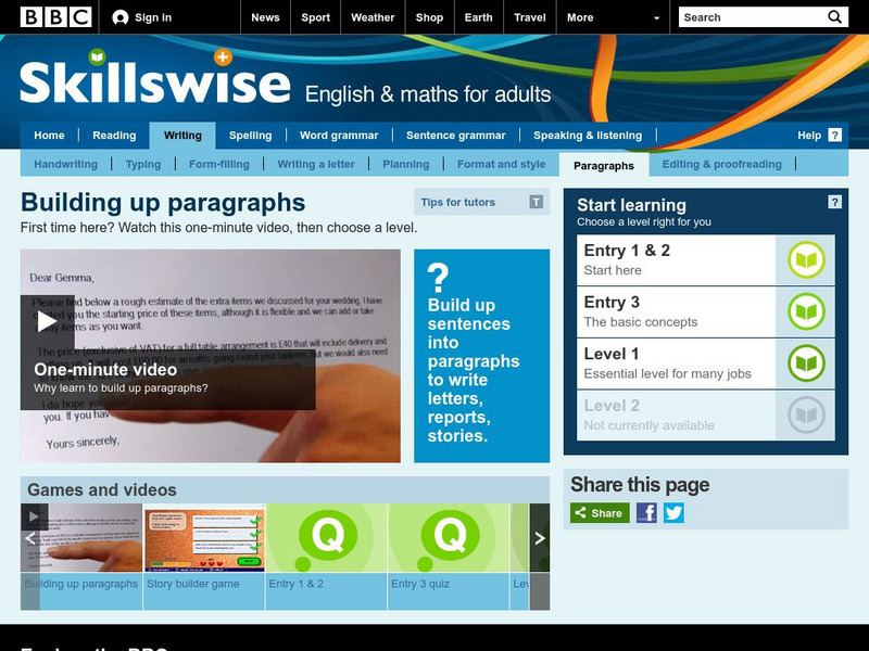 Bbc Skillswise: Building Paragraphs Website Bbc Skillswise: Building Paragraphs Website