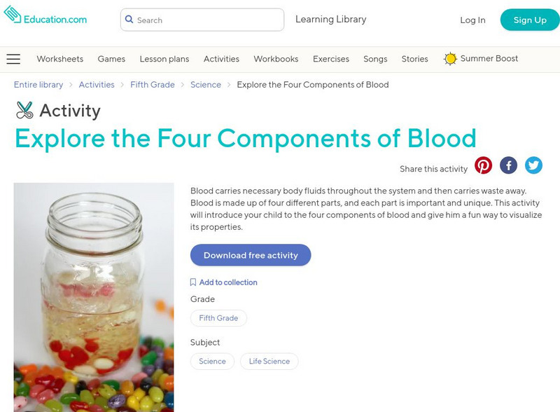 Education.com: Make Plasma Soup and Explore the Components of Blood Lesson Plan Education.com: Make Plasma Soup and Explore the Components of Blood Lesson Plan