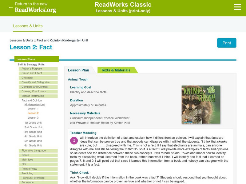 Read Works: Lessons: Lesson 2: Fact Lesson Plan Read Works: Lessons: Lesson 2: Fact Lesson Plan
