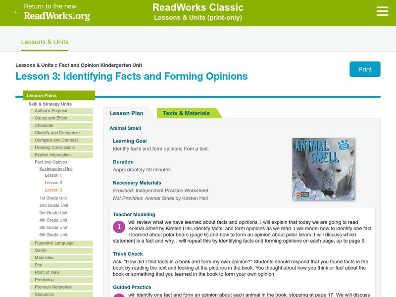Read Works: Lessons: Lesson 3: Identifying Facts and Forming Opinions Lesson Plan Read Works: Lessons: Lesson 3: Identifying Facts and Forming Opinions Lesson Plan