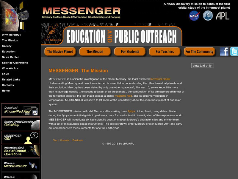 Nasa: Messenger Website Nasa: Messenger Website