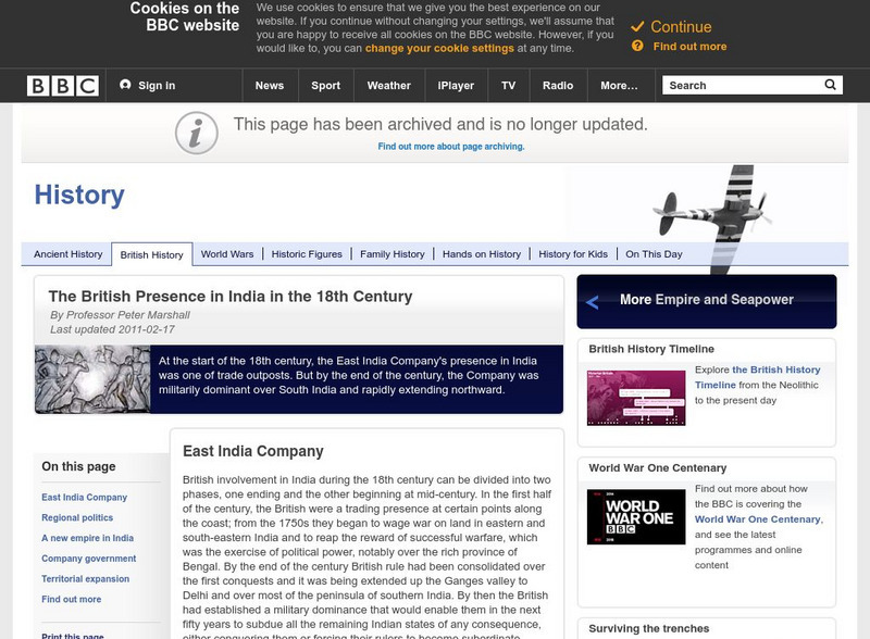 Bbc: The British Presence in India in the 18th Century Article Bbc: The British Presence in India in the 18th Century Article