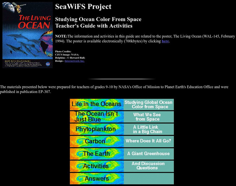 Nasa: Sea Wi Fs Project: Studying Ocean Color From Space Unit Plan Nasa: Sea Wi Fs Project: Studying Ocean Color From Space Unit Plan