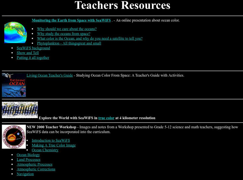 Nasa: Sea Wi Fs Project: Teachers Resources Website Nasa: Sea Wi Fs Project: Teachers Resources Website