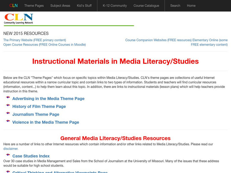 Cln: Instructional Materials in Media Literacy Studies Website Cln: Instructional Materials in Media Literacy Studies Website