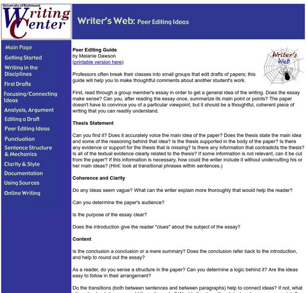 University of Richmond/peer Editing Strategies Handout University of Richmond/peer Editing Strategies Handout