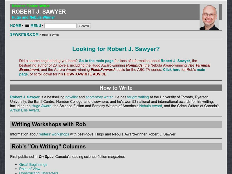 Robert J. Sawyer: Writing Workshops Handout Robert J. Sawyer: Writing Workshops Handout
