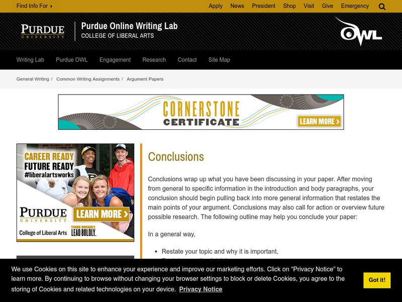 Purdue University Owl: Conclusions Handout Purdue University Owl: Conclusions Handout