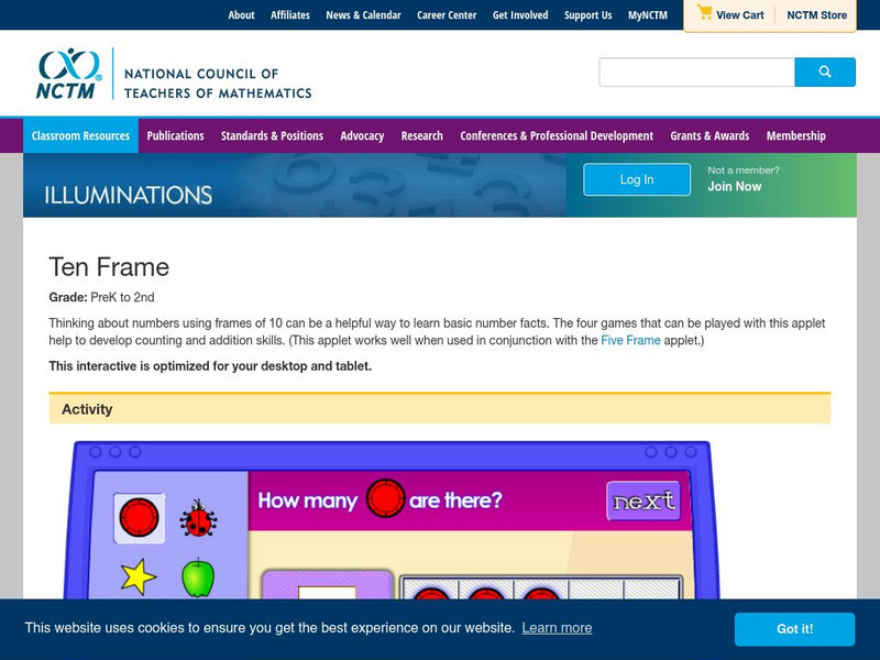 Nctm: Illuminations: Ten Frame Activity Nctm: Illuminations: Ten Frame Activity