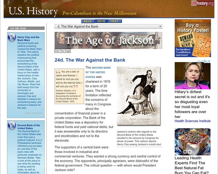 U.s. History: The War Against the Bank Website U.s. History: The War Against the Bank Website