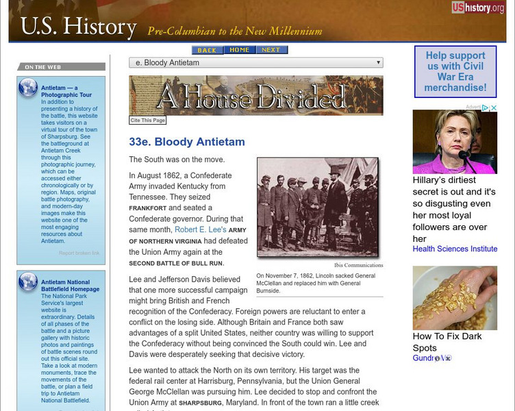 U.s. History: Bloody Antietam Website U.s. History: Bloody Antietam Website