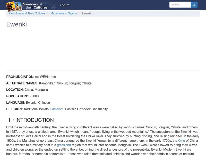 Countries and Their Cultures: Ewenki Handout
