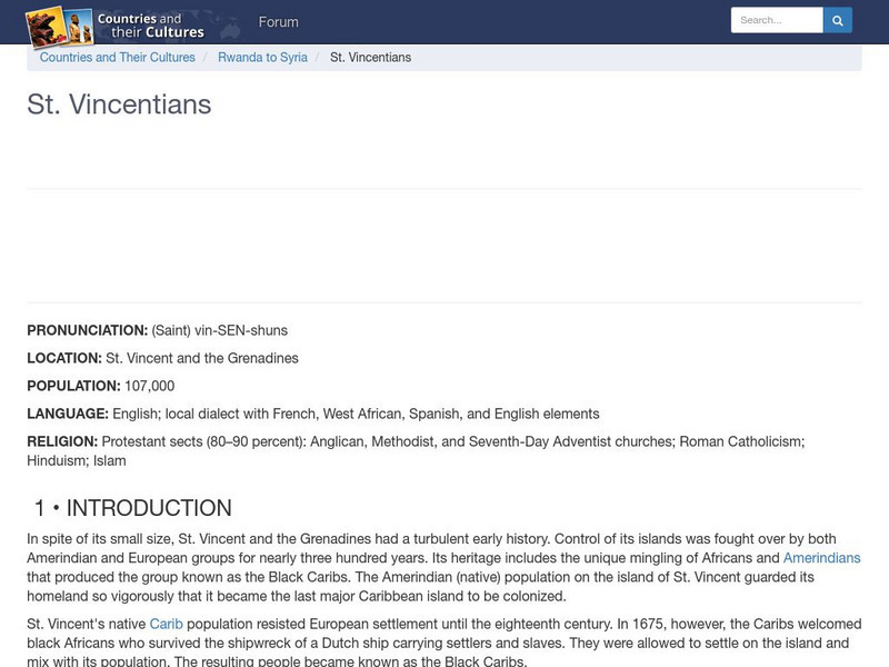 Countries and Their Cultures: St. Vincentians Handout