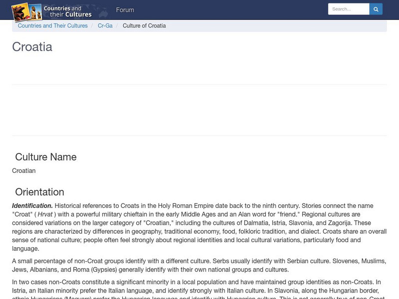 Countries and Their Cultures: Croatia Handout Countries and Their Cultures: Croatia Handout